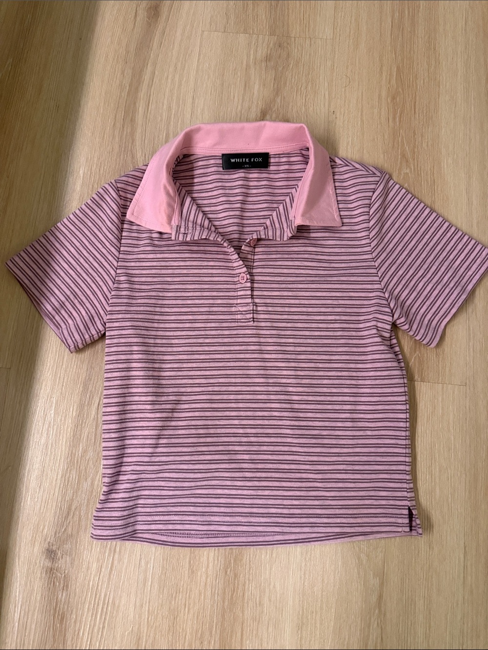 White Fox Striped Polo Baby Tee
